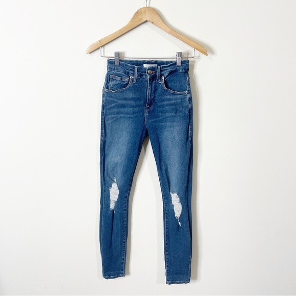 Good American Distressed Good Legs Skinny Jeans in Blue320 Size 2 or 26 - Picture 3 of 8